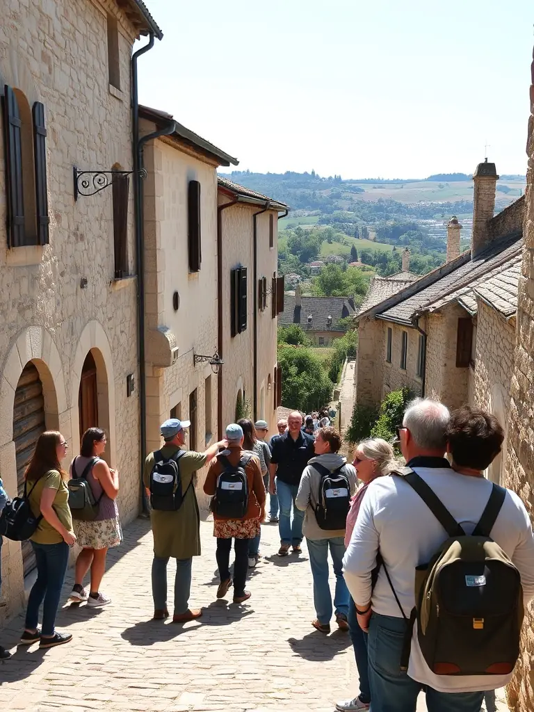 A picturesque scene from a guided walking tour of La Bastide-du-Fau, showcasing historical landmarks and scenic views.