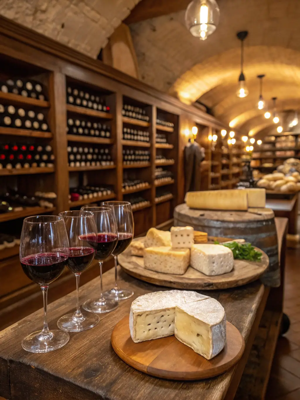 A cozy setting at a wine tasting event, featuring local wines and regional delicacies.