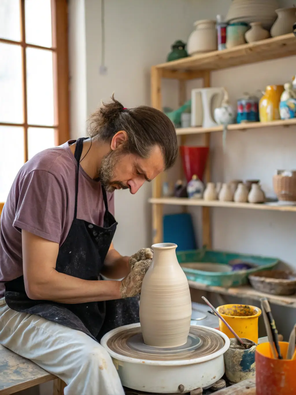 A lively image of a local artisan demonstrating traditional crafts at a community workshop, surrounded by participants eager to learn and create.