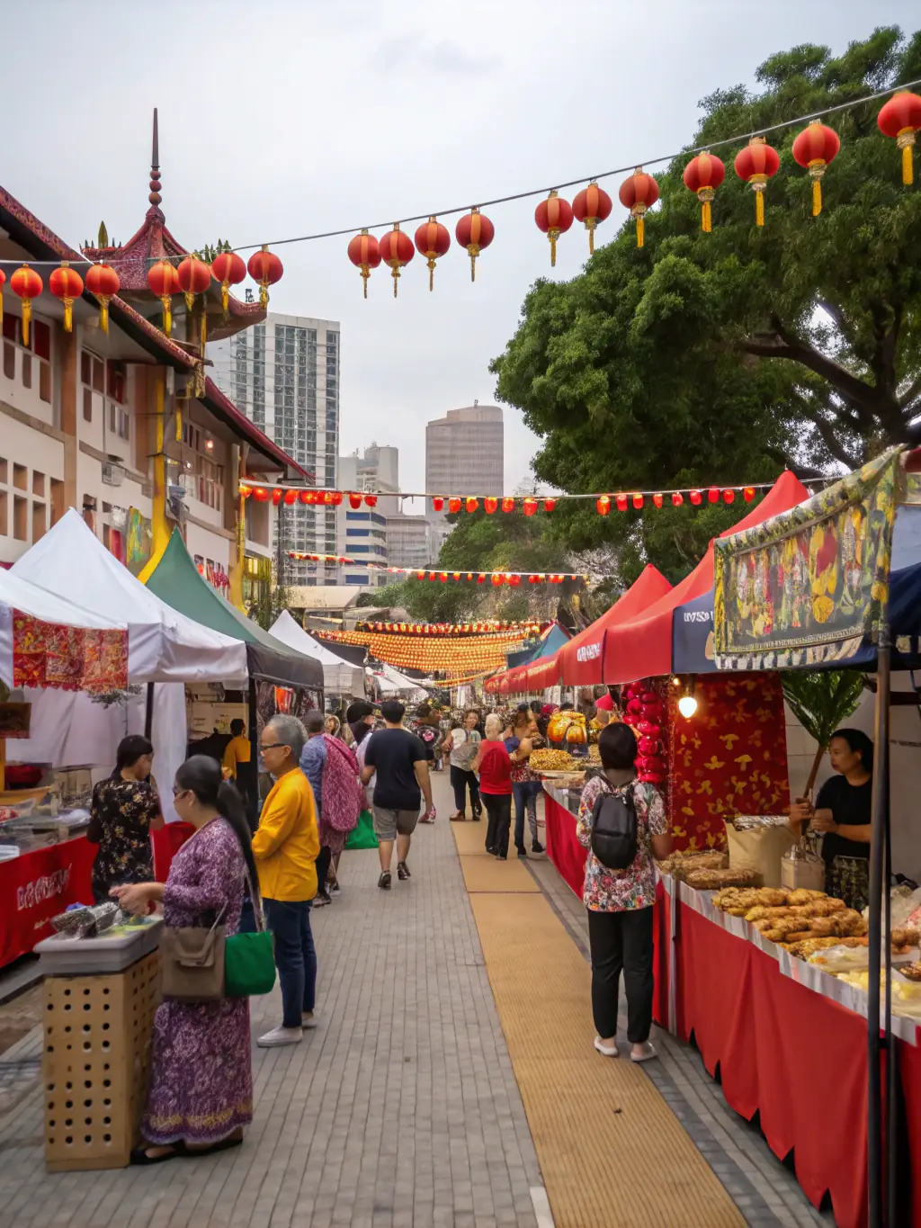 A lively image of a community festival organized by ASSOCIATION DU BOIS NOIR, featuring local artisans, musicians, and food vendors.